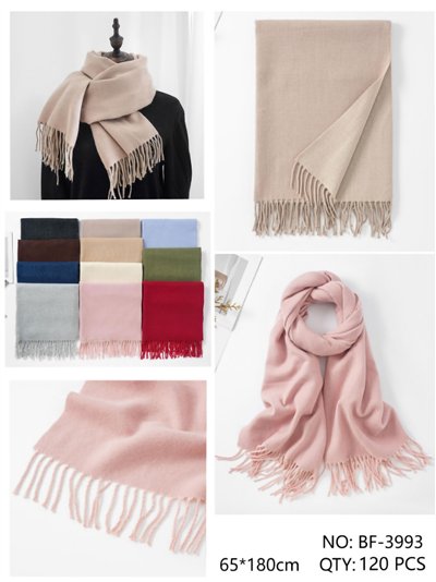 Bufanda lisa suave flecos 2