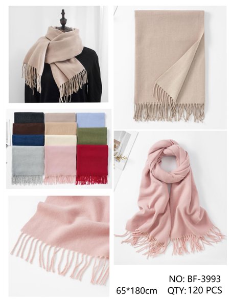 Bufanda lisa suave flecos