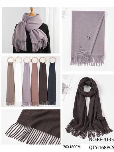 Bufanda lisa suave flecos 2