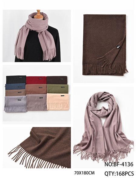 Bufanda lisa suave flecos