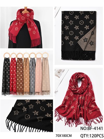 Bufanda jacquard estrellas y flores 2