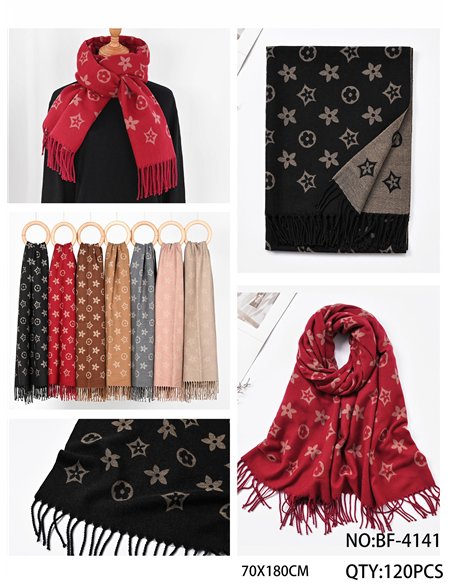 Bufanda jacquard estrellas y flores