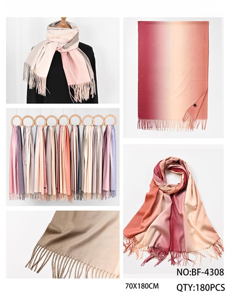 Bufanda degradada tonos pastel flecos