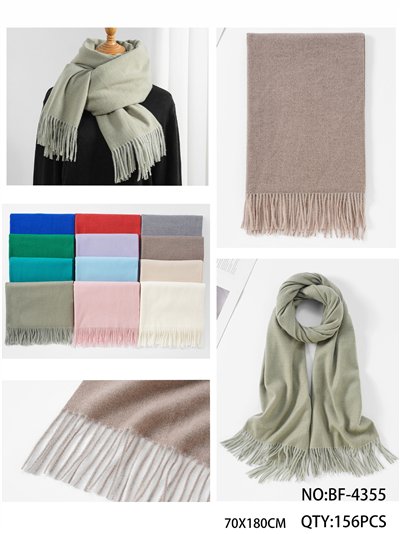 Bufanda lisa tacto cashmere flecos 2