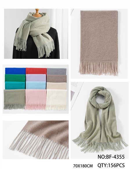 Bufanda lisa tacto cashmere flecos