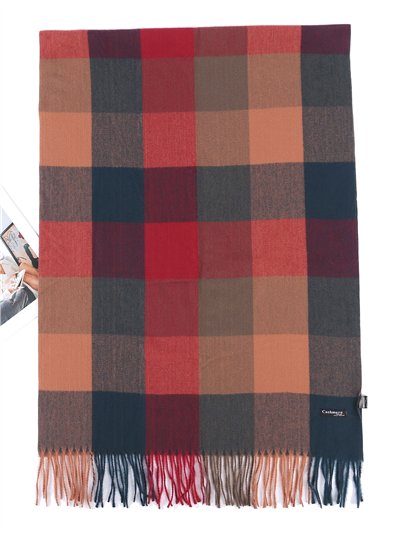 Bufanda cuadros flecos