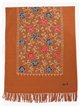 Bufanda bordada flores multicolor flecos