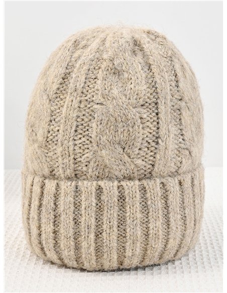 Gorro punto trenzado vuelta tacto cachemira