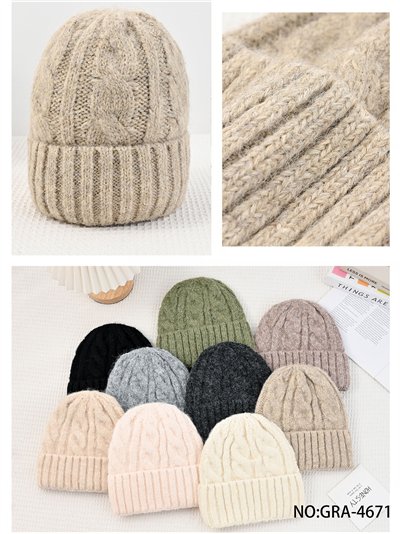 Gorro punto trenzado vuelta tacto cachemira 2