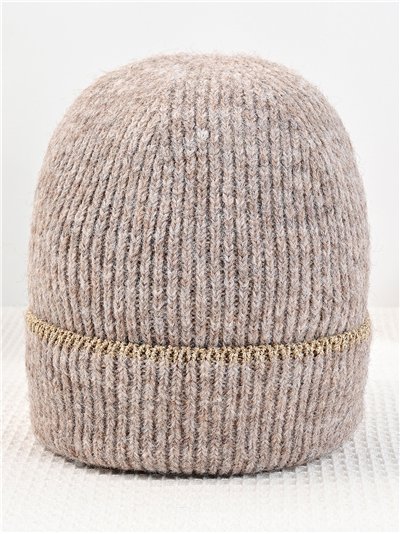 Gorro punto franja metalizada tacto cachemira