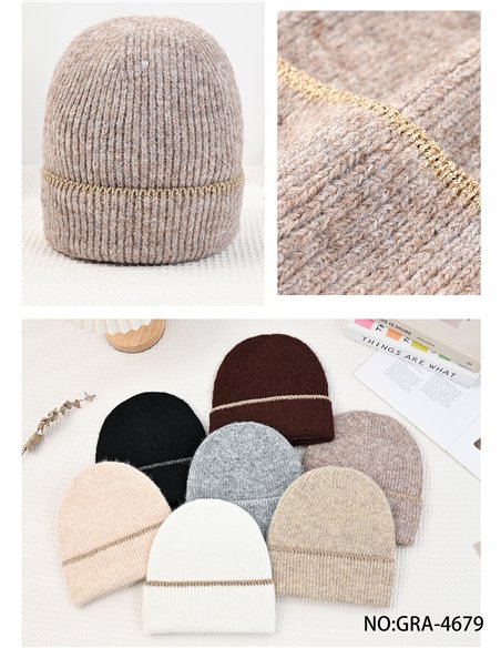 Gorro punto franja metalizada tacto cachemira