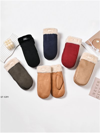 Manoplas efecto ante con forro borreguito