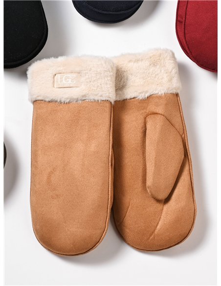 Manoplas efecto ante con forro borreguito