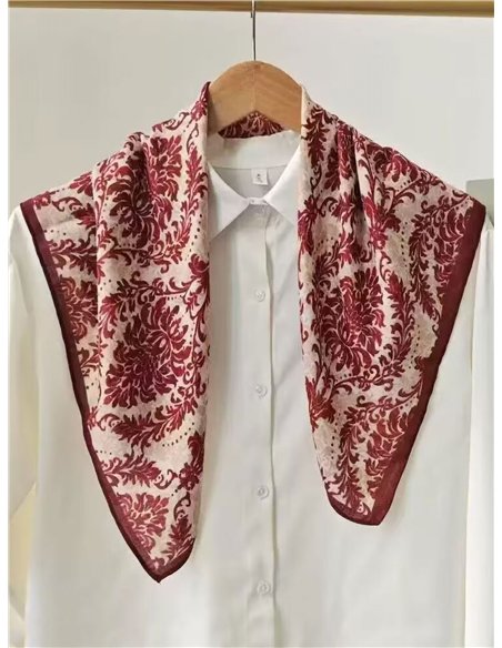 Pañuelo pequeño efecto seda cuadrado burdeos