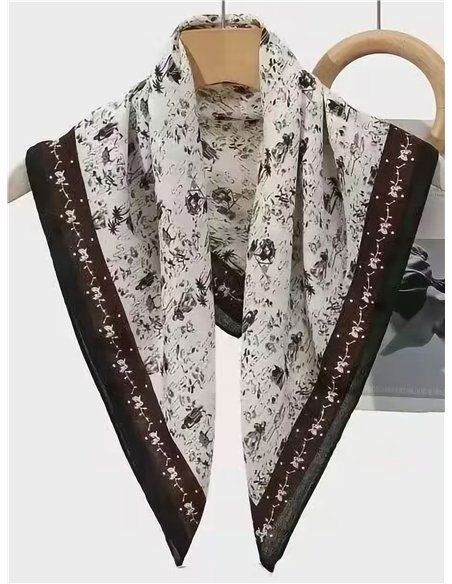 Pañuelo pequeño efecto seda cuadrado florecitas