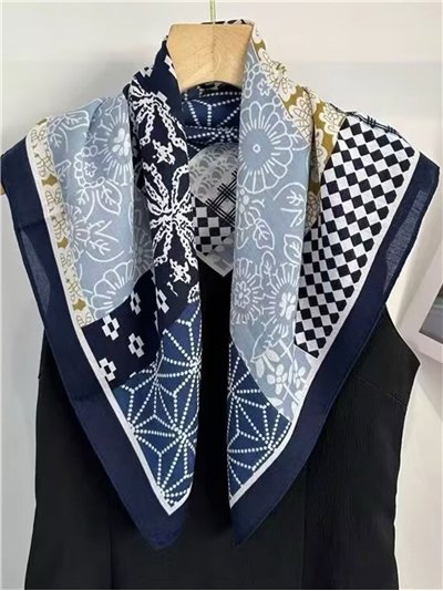 Pañuelo pequeño efecto seda cuadrado geométrico