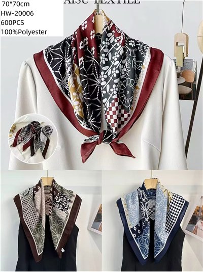 Pañuelo pequeño efecto seda cuadrado geométrico 2