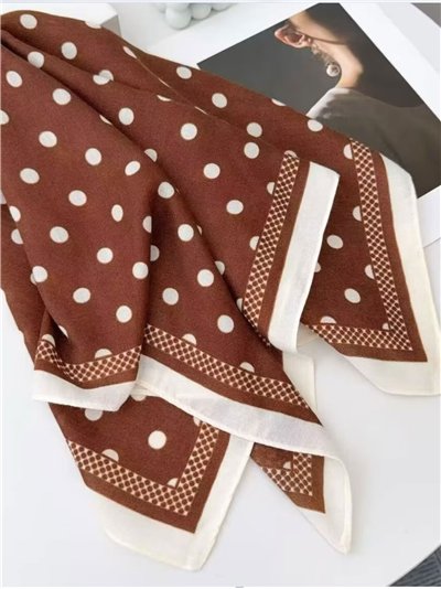 Pañuelo pequeño efecto seda cuadrado topos contraste