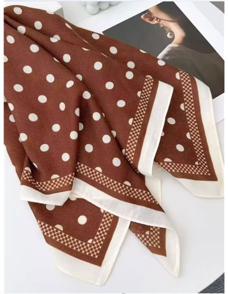 Pañuelo pequeño efecto seda cuadrado topos contraste