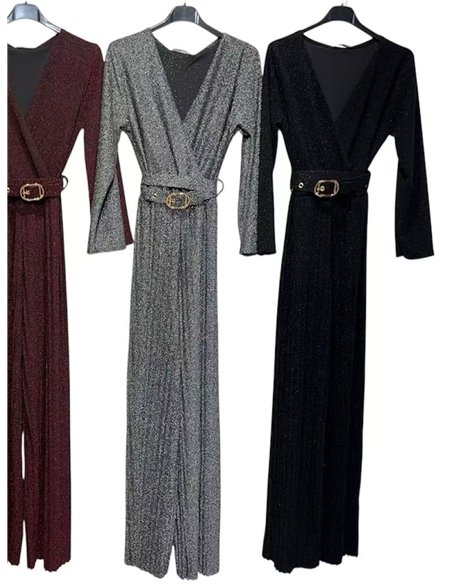 Mono fiesta largo de lurex con cinturón