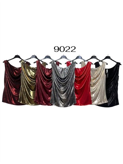 Top fiesta escote drapeado metalizado