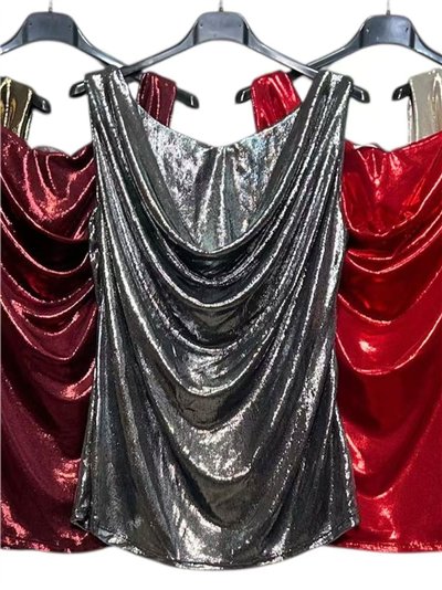Top fiesta escote drapeado metalizado 2
