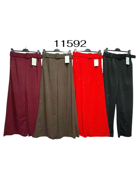Pantalón fiesta wide-leg strass