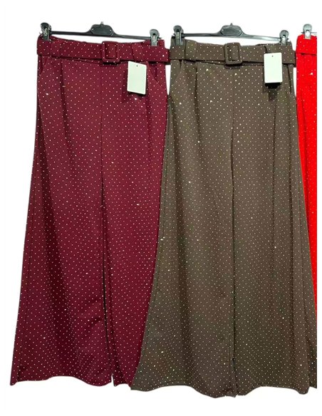 Pantalón fiesta wide-leg strass