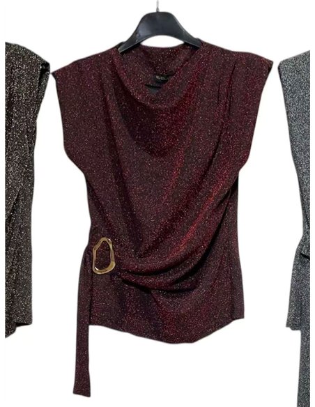Top fiesta lurex frunces con hebilla