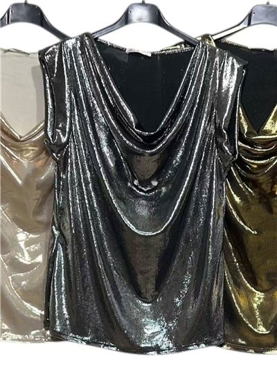 Top fiesta escote drapeado metalizado 2