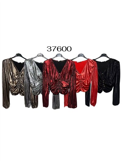 Blusa fiesta fruncido metalizado