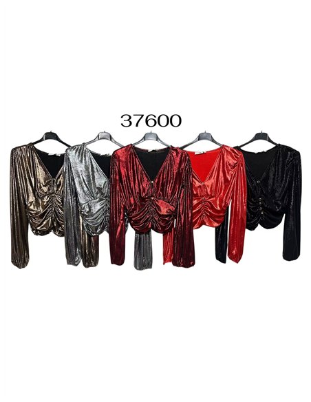Blusa fiesta fruncido metalizado