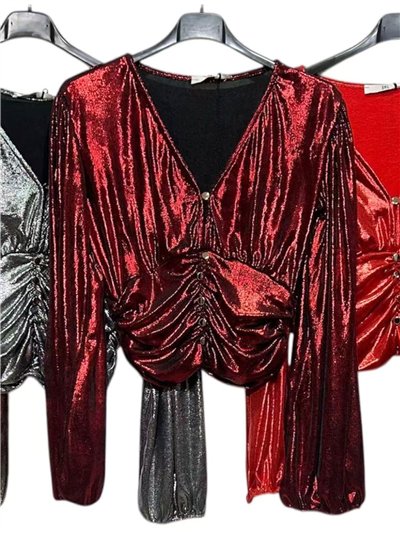 Blusa fiesta fruncido metalizado 2