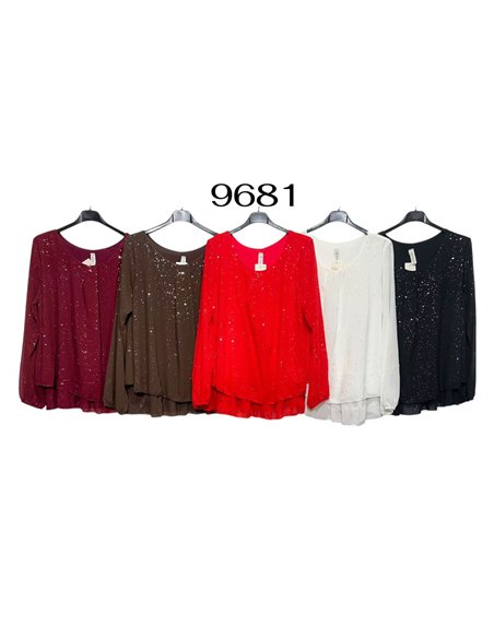 Blusa fiesta amplia gasa con brillo doble capa