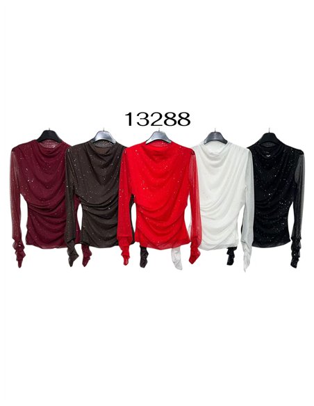 Top fiesta fruncido de tul con brillo