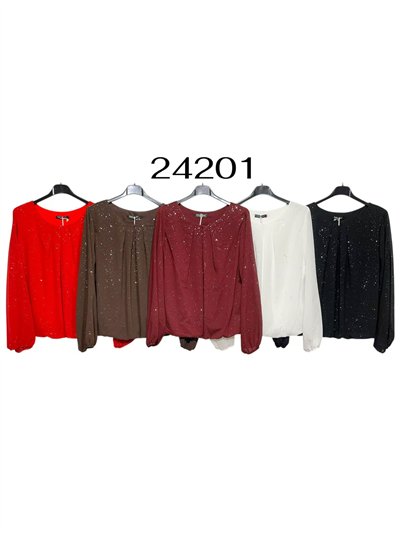Blusa fiesta gasa con brillo