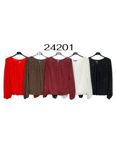 Blusa fiesta gasa con brillo