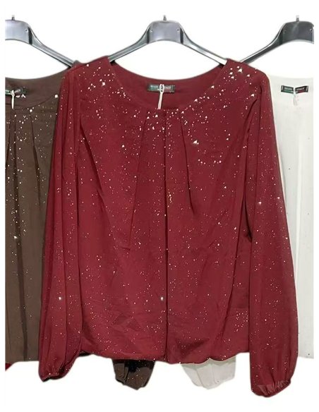 Blusa fiesta gasa con brillo