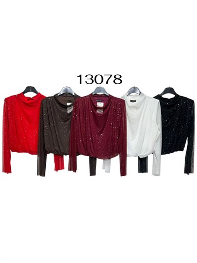 Blusa fiesta de tul con brillo