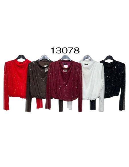 Blusa fiesta de tul con brillo