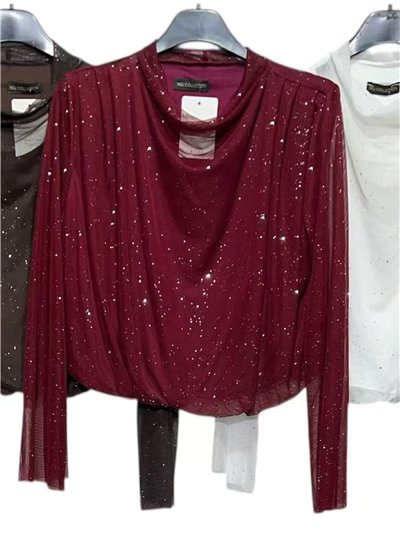 Blusa fiesta de tul con brillo 2