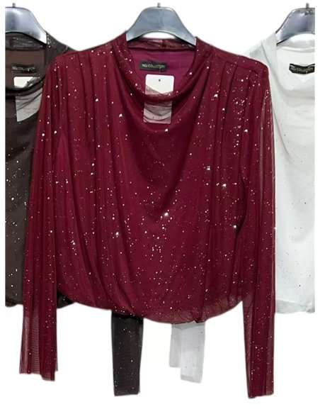 Blusa fiesta de tul con brillo