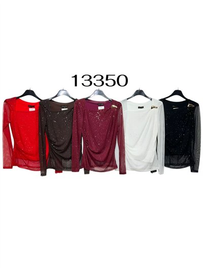 Blusa fiesta de tul con brillo detalle metálico