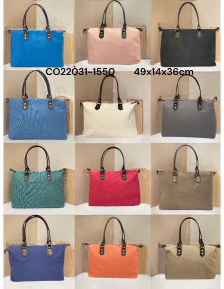 Bolso tote canvas asa mano de piel