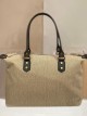 Bolso tote canvas asa mano de piel