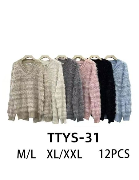 Jersey pelo suave escote pico