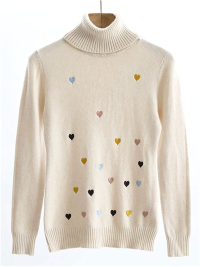 Jersey corazones cuello vuelto