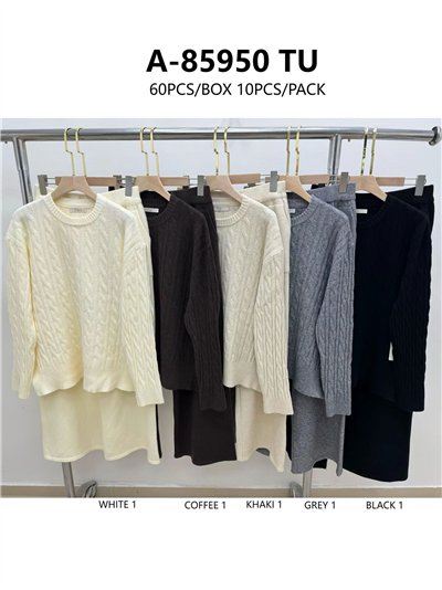 Conjunto Jersey trenzado + Pantalón punto 2