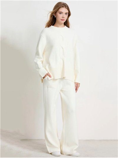 Conjunto Jersey trenzado talla grande + Pantalón punto