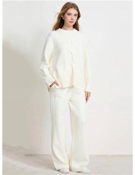 Conjunto Jersey trenzado talla grande + Pantalón punto